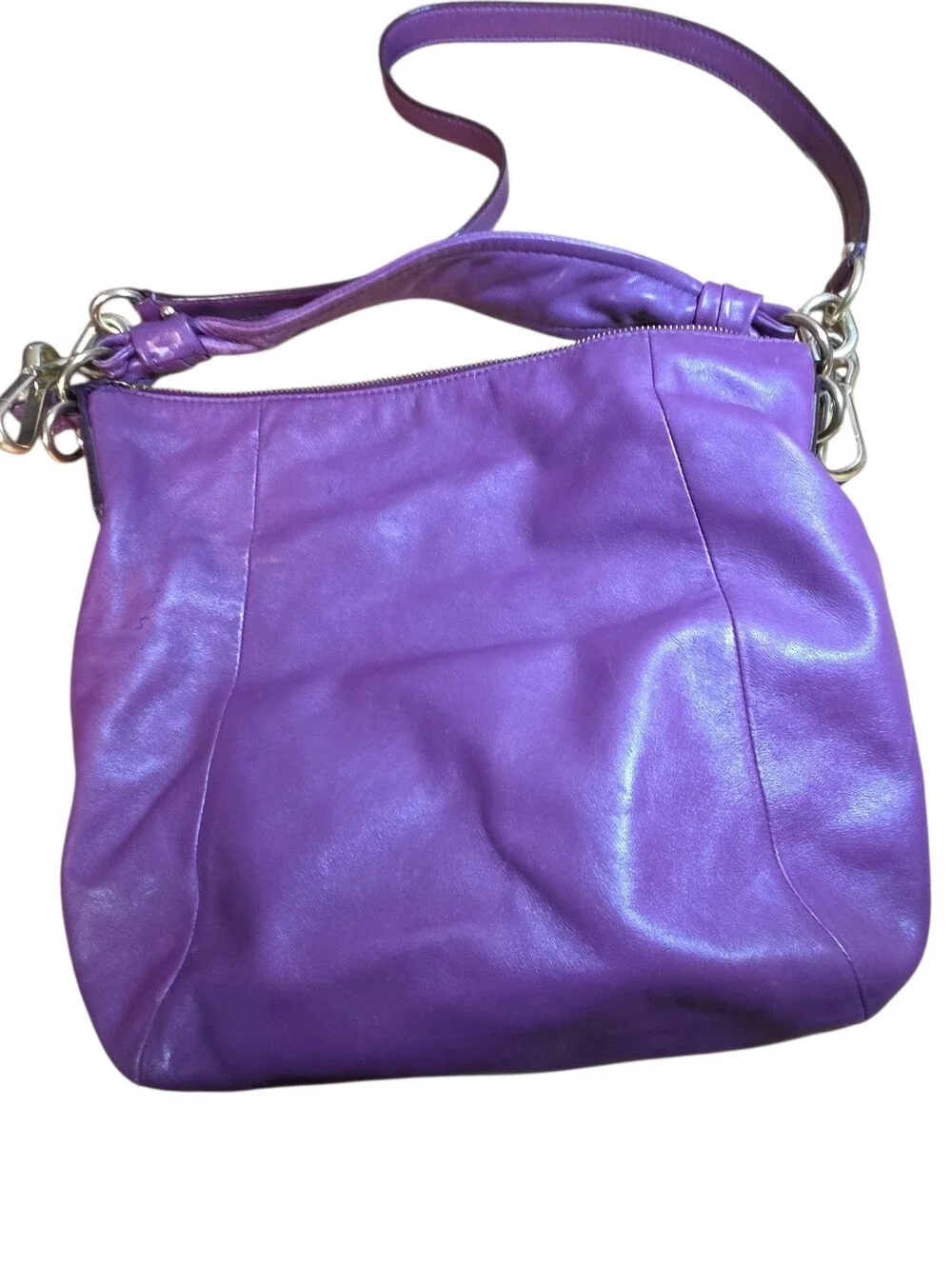 Coach Bag Kristin Purple Leather Crossbody Bag with Front Pocket